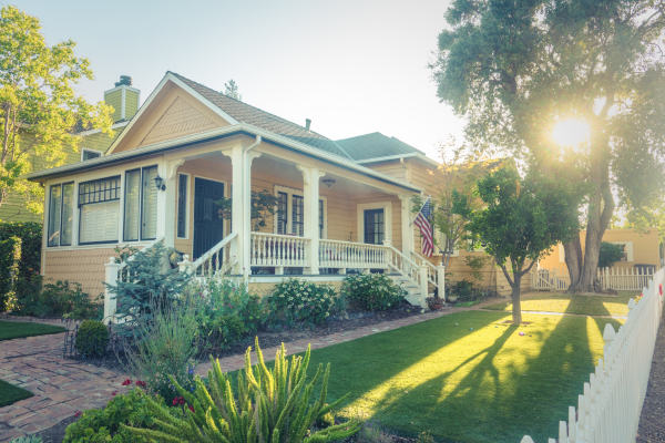 a photo of a luxury home in the spring