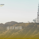 A photo of the signature Hollywood sign, taken from West Hollywood.